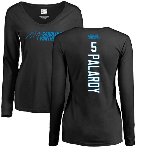 Carolina Panthers Black Women Michael Palardy Backer Slim Fit NFL Football #5 Long Sleeve T Shirt